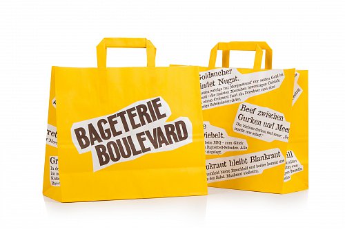 Paper bags with handles for fast food outlet
