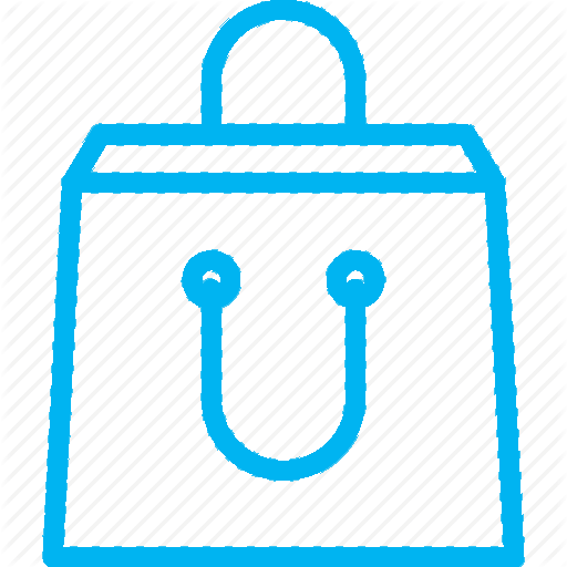 Blue paper shopping bag icon