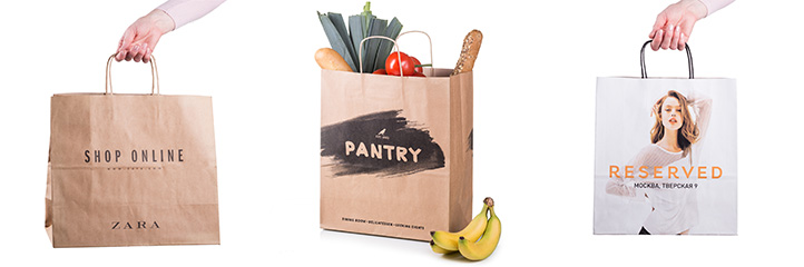 Paper bags with flat handle